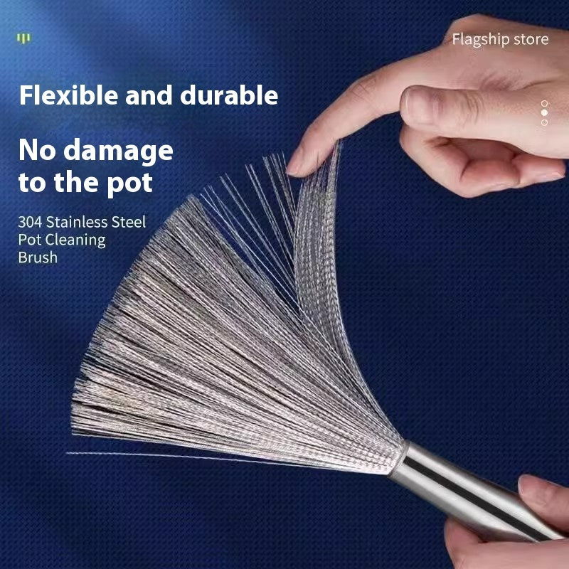Stainless Steel Wok Brush Kitchen Dedicated Pot Cleaning Cleaning Gadget