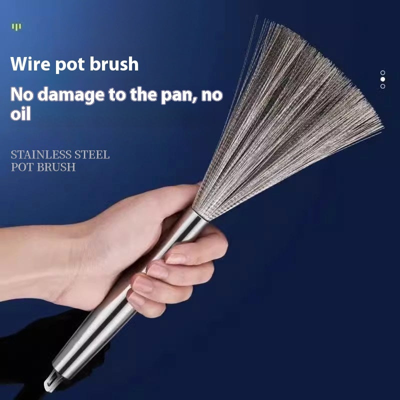 Stainless Steel Wok Brush Kitchen Dedicated Pot Cleaning Cleaning Gadget