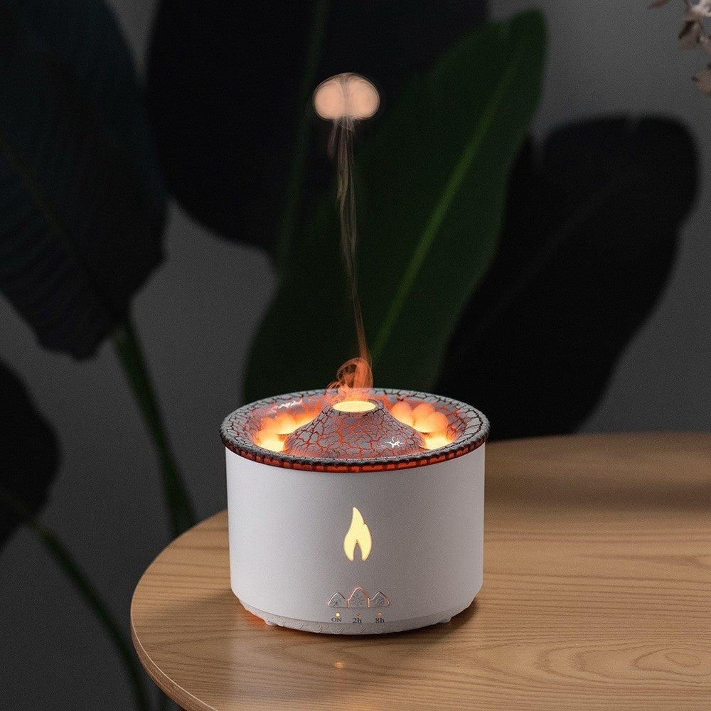 Creative Small Volcano Humidifier Aerosol Dispenser Flame Jellyfish Aroma Diffuser Essential Oil Home Purifier Gift